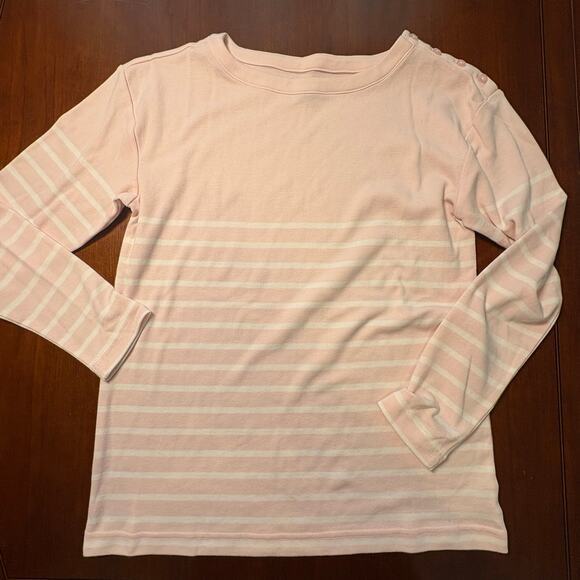 Chaps Pink and White Striped Top Size Large - Picture 3 of 5